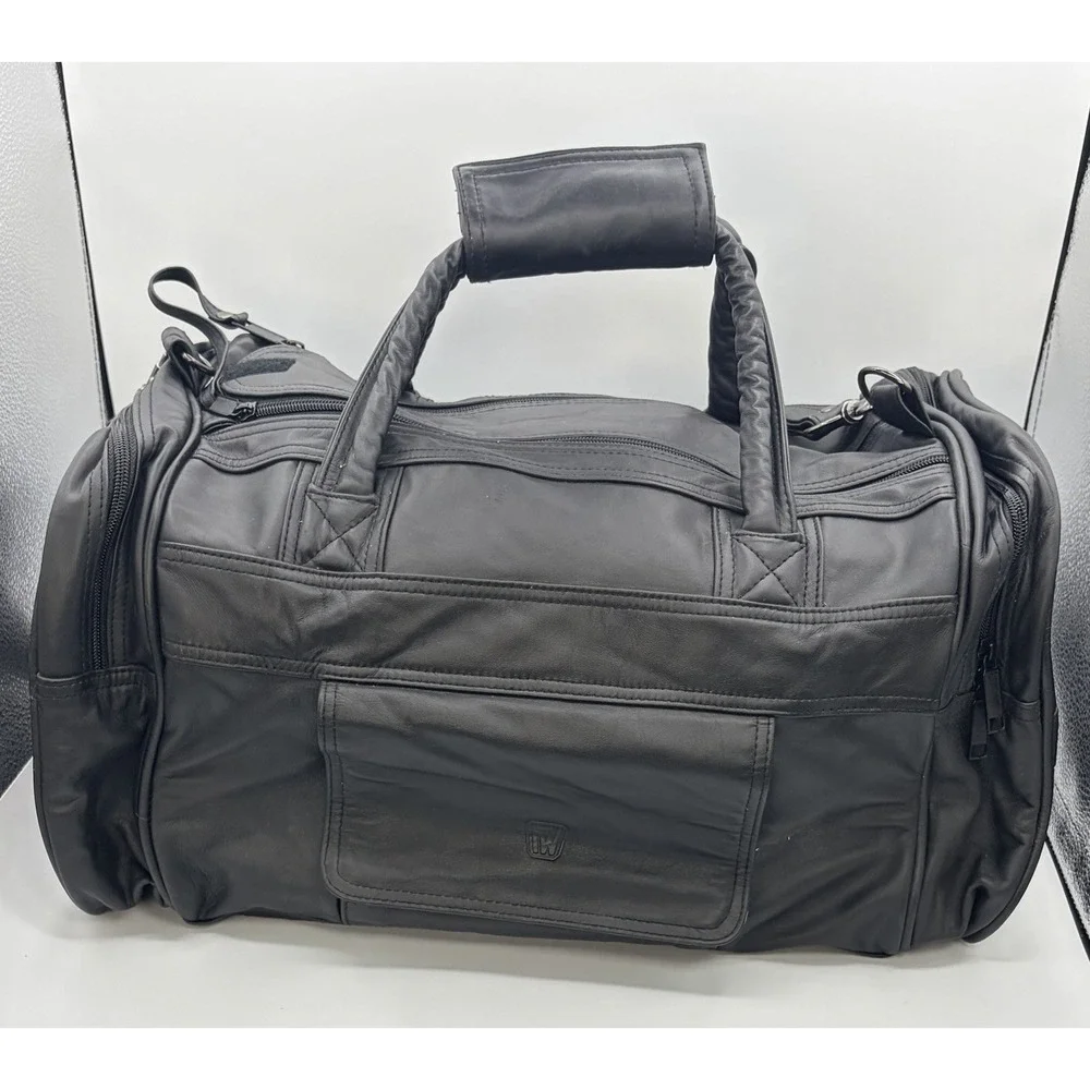 Leather Duffel Bag Travel Gym Sports Overnight Weekend Foster Wheeler Logo